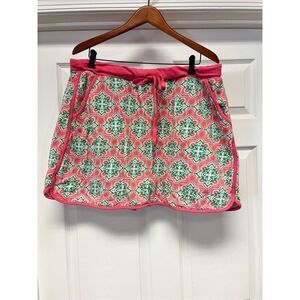 Crown & Ivy Pink & Green Preppy Jersey Knit Tie Waist Skort sz 2X